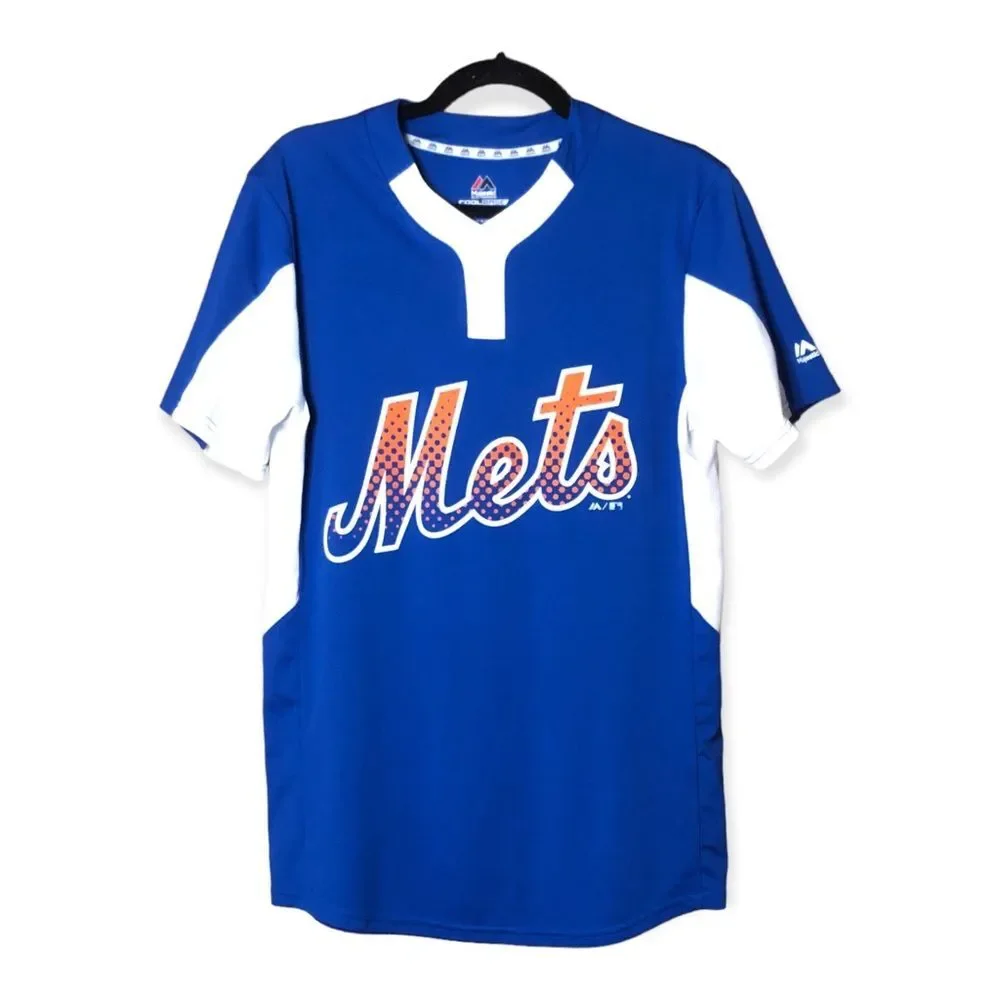 Majestic New York Mets Cool Base 2 Button Jersey Size Small Baseball MLB